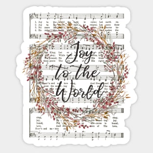 Joy to the World Christmas Hymn Watercolor Wreath Sticker